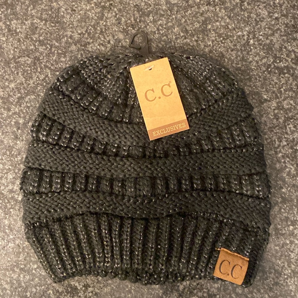 NWT classic black CC knit hat.